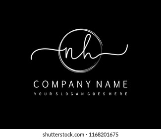 N H Initial handwriting logo vector