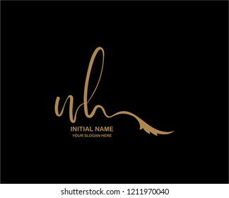 N H Initial Handwriting Logo Template
