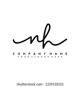 N H Initial handwriting logo vector