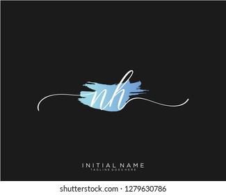 N H Initial handwriting logo vector