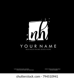 N H initial square logo template vector