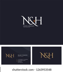 N & H letters Joint logo icon and Business card vector template.