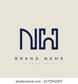 N and H logo design. NH abstract Letters Logo Monogram. This logo design is the process of creating a visual symbol that represents a brand, company, or individual.