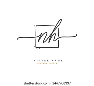 N H NH Beauty vector initial logo, handwriting logo of initial signature, wedding, fashion, jewerly, boutique, floral and botanical with creative template for any company or business.