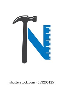 N Hammer and Ruler, Builder Logo, Constructions logo