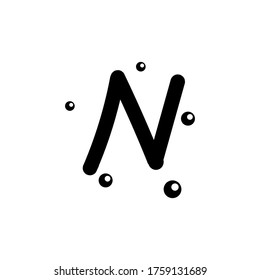 N hand drawn alphabet vector design template illustration