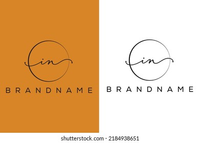 I N IN hand drawn logo of initial signature, fashion, jewelry, photography, boutique, script, wedding, floral and botanical creative vector logo template for any company or business.