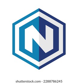 N hexagon logo icon template 2