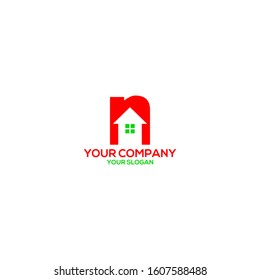 N Home Logo Design Vector