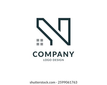 N home logo. Property real estate letter N logo design