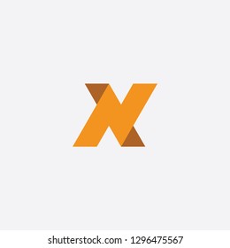 n icon letter logo orange vector sign design