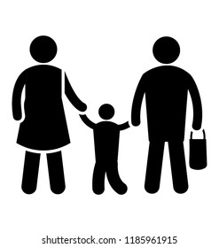 n icon vector showing a happy family holding hands 