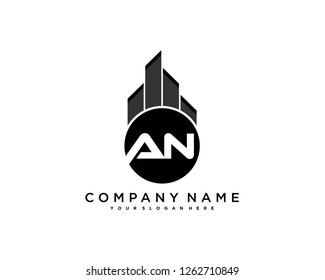 A N Initial building logo concept - Vector