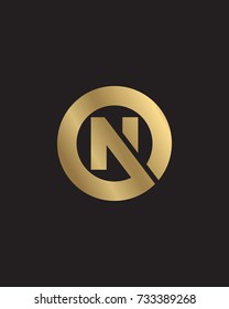 N initial circle company logo gold black background

