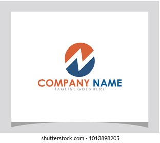 N initial circle letter logo design vector