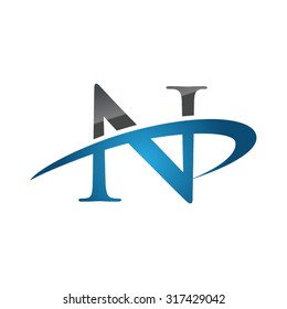 N initial company blue swoosh logo
