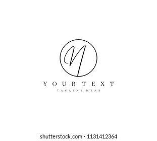 N initial elegant signature vector logo