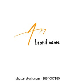 An A n Initial Handwriting or Handwritten Logo for Identity. Logo with Signature and Hand Drawn Style.