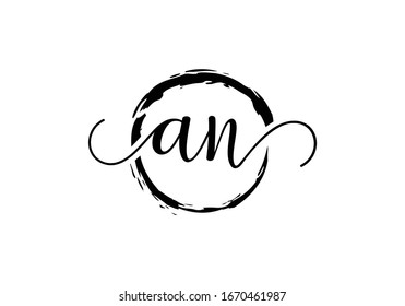 Diseño inicial de logotipo de escritura a mano con círculo de brochas. logo escrito a mano para moda, equipo, boda, logo de lujo.