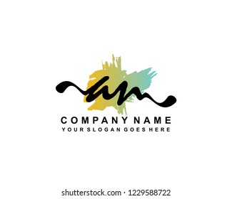 A N Initial Handwriting Logo Template