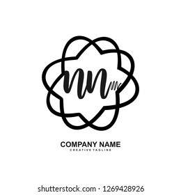 N N Initial Handwriting Logo Template Vector 