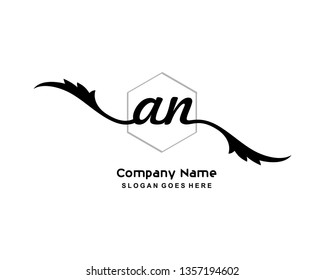 A N Initial Handwriting Logo Template