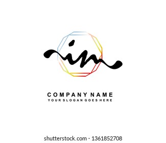 I N Initial Handwriting Logo Template