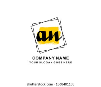 A N Initial Handwriting Logo Template