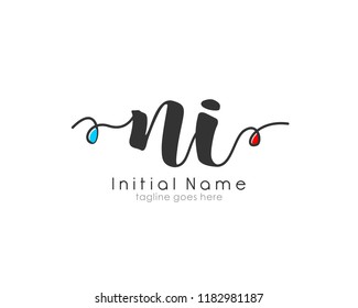 N I Initial handwriting logo vector template