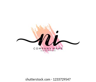 N I Initial handwriting logo vector