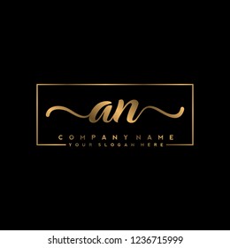 A N Initial handwriting logo vector