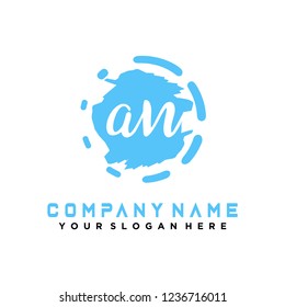 A N Initial handwriting logo vector