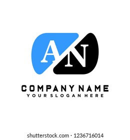 A N Initial handwriting logo vector