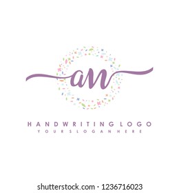 A N Initial handwriting logo vector