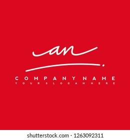 A N Initial handwriting logo vector