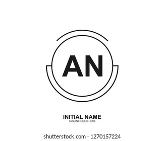 AN A N Initial handwriting logo vector