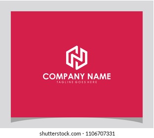 N initial hexagon icon logo design vector eps 10