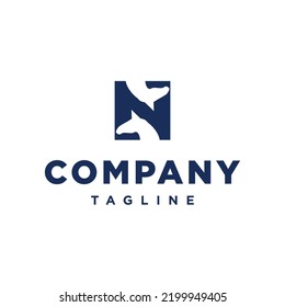 N initial Horse Head  Ranch Stable equestrian creative unique logo design icon vector illustration