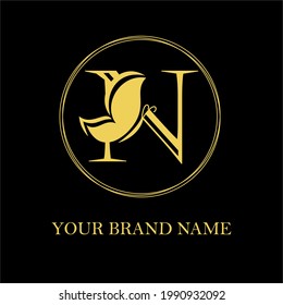 N Initial Letter Feminine Modern Simple Luxury and elegant Logo with Butterfly for Fashion, Beauty Cosmetic, Salon, Skin Care and Spa Logotype