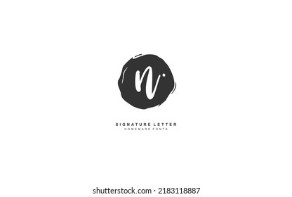 N Initial letter handwriting and  signature logo. A concept with template element.