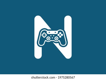 N initial letter with joystick shape design
