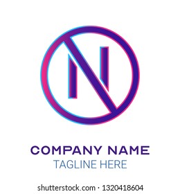 N initial letter logo design with gradient of cyan and magenta  color that can be used for business company