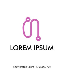 N initial letter logo icon for business or technology company sign