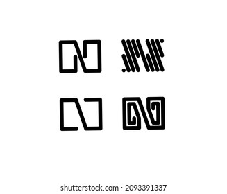 N initial letter logo set