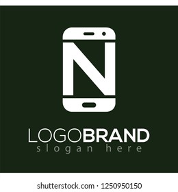 N Initial letter with Smart phone logo icon vector