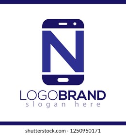 N Initial letter with Smart phone logo icon vector