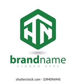 A N Initial letters linked with hexagon shape simple modern logo