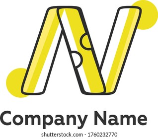 N initial logo with business card vector template
