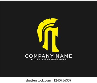 N Initial logo concept with spartan template vector