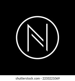 N initial logo design vector with graphic art in black and white color
